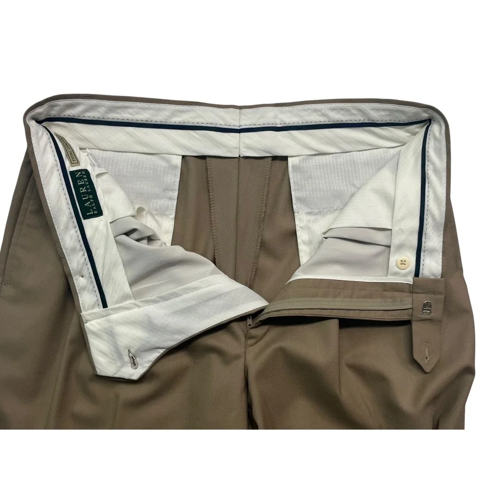 Ralph Lauren 36x32 Dress Pants Trousers Total Comfort Wool Pleated High Waisted